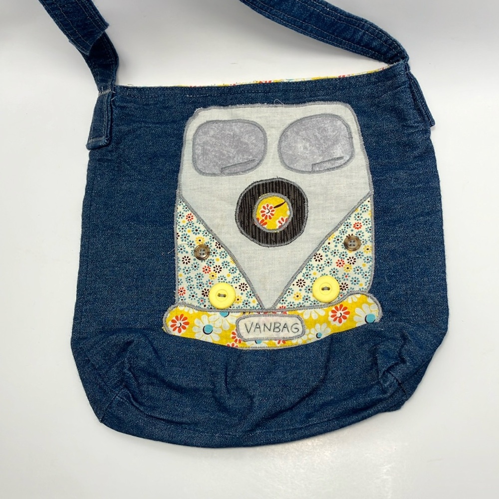 Purse VW Bug Van Theme vanagon camper gift handmade denim Jean crossbody